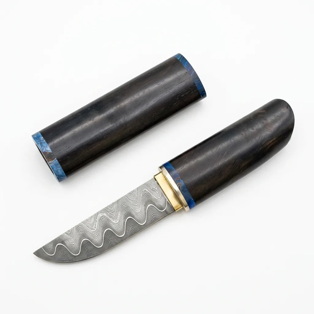 Damascus Straight Knife Purp Collectible Fixed Blade - 5800