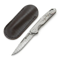 Damascus Folding Knife Damas EDC Collectible Gift - 5636