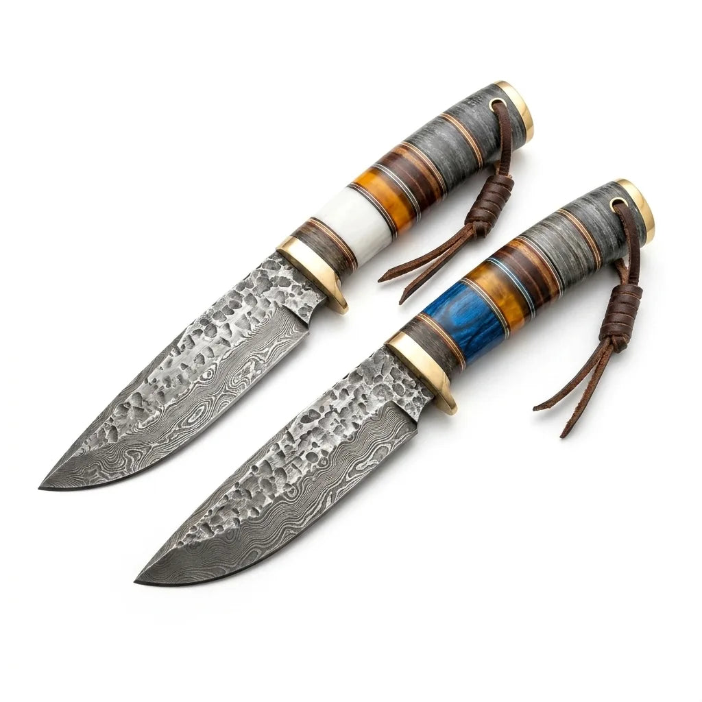 Damascus Straight Knife Litt Collectible Fixed Blade - 5214