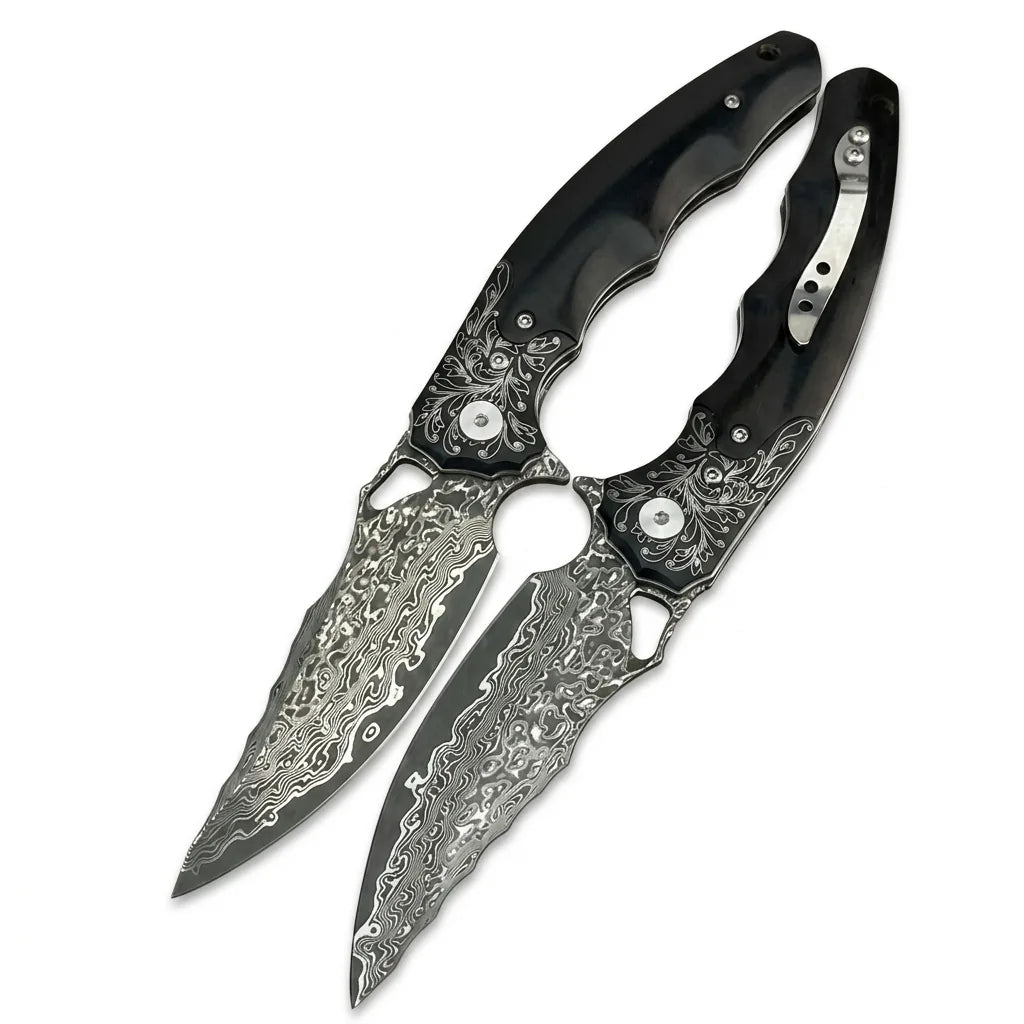 Damascus Folding Knife Drago EDC Collectible Gift - 7104