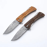 Damascus Folding Knife Micro EDC Collectible Gift - 4287