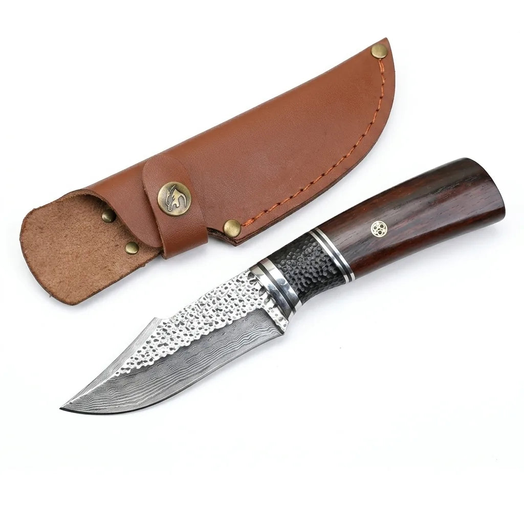 Damascus Straight Knife Blac Collectible Fixed Blade - 5628