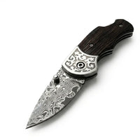 Damascus Folding Knife Leader Mini Camping EDC Folder - 6426