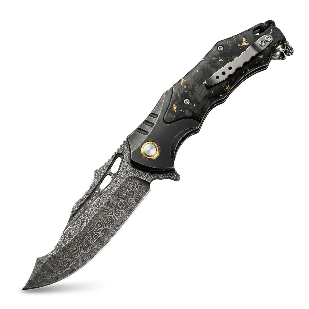 Damascus Folding Knife Lingxi EDC Collectible Gift - 6658