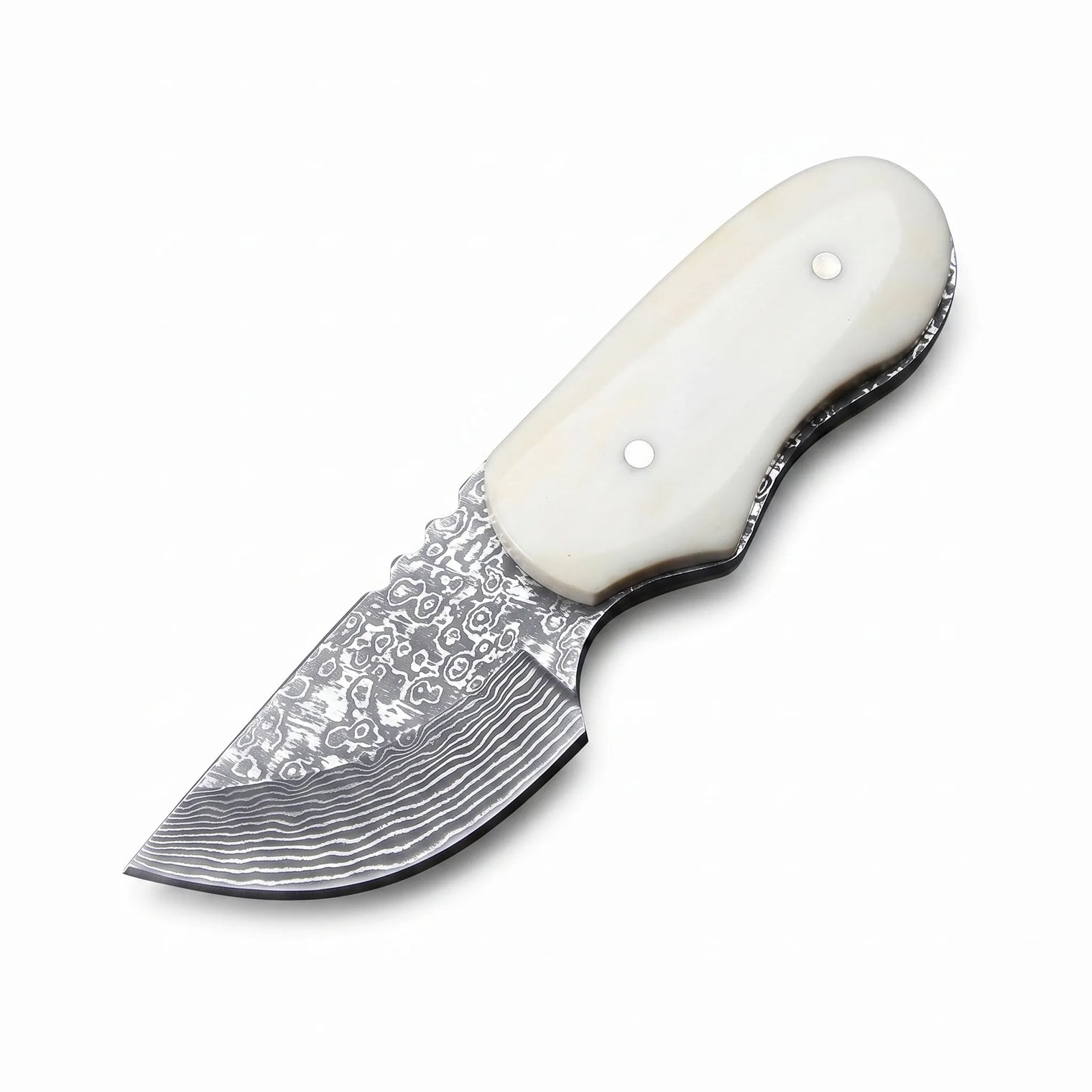 Damascus Mini Tactical Dagger Bone Handle Outdoor - 3760