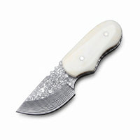 Damascus Mini Tactical Dagger Bone Handle Outdoor - 3760