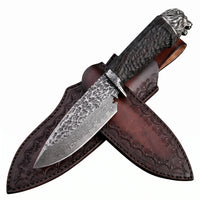 Damascus VG10 Fixed Blade Knife Outdoor EDC Lion - 4923
