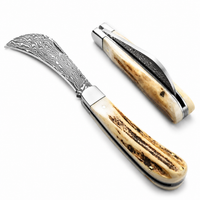 Damascus Folding Knife – Pterosaur Titanium Alloy High-End Folding Knife (Two Styles: Checkered Pattern, Flat Tip) Gray Handle, White Blade – Outdoor Camping, EDC, Handcrafted Knife, Collectible Gift, Display Piece, Hand-Forged Gift Edition