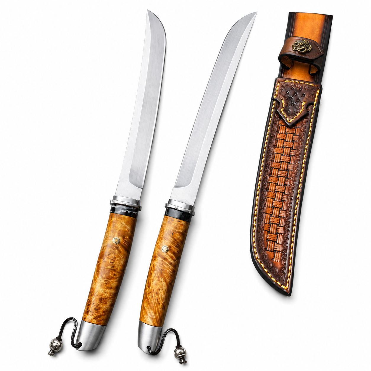 Damascus Outdoor Fixed Blade “Emperor · Uzi Steel Samurai” 6112 Outdoor Camping EDC Handcrafted Knife Collection Gift Display Special Hand-Forged Gift Edition Outdoor