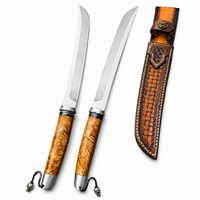 Damascus Outdoor Fixed Blade “Emperor · Uzi Steel Samurai” 6112 Outdoor Camping EDC Handcrafted Knife Collection Gift Display Special Hand-Forged Gift Edition Outdoor