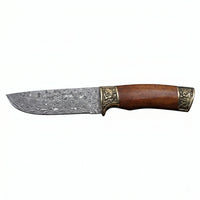 Damascus Hunting Fixed Blade Knife Outdoor EDC - 3664