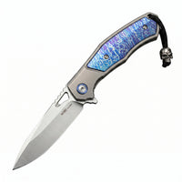 Damascus Folding Knife “Cruiser” · M390 Steel Folding Knife 7295 Outdoor Camping EDC Handcrafted Knife Collection Gift Display Special Hand-Forged Gift Edition