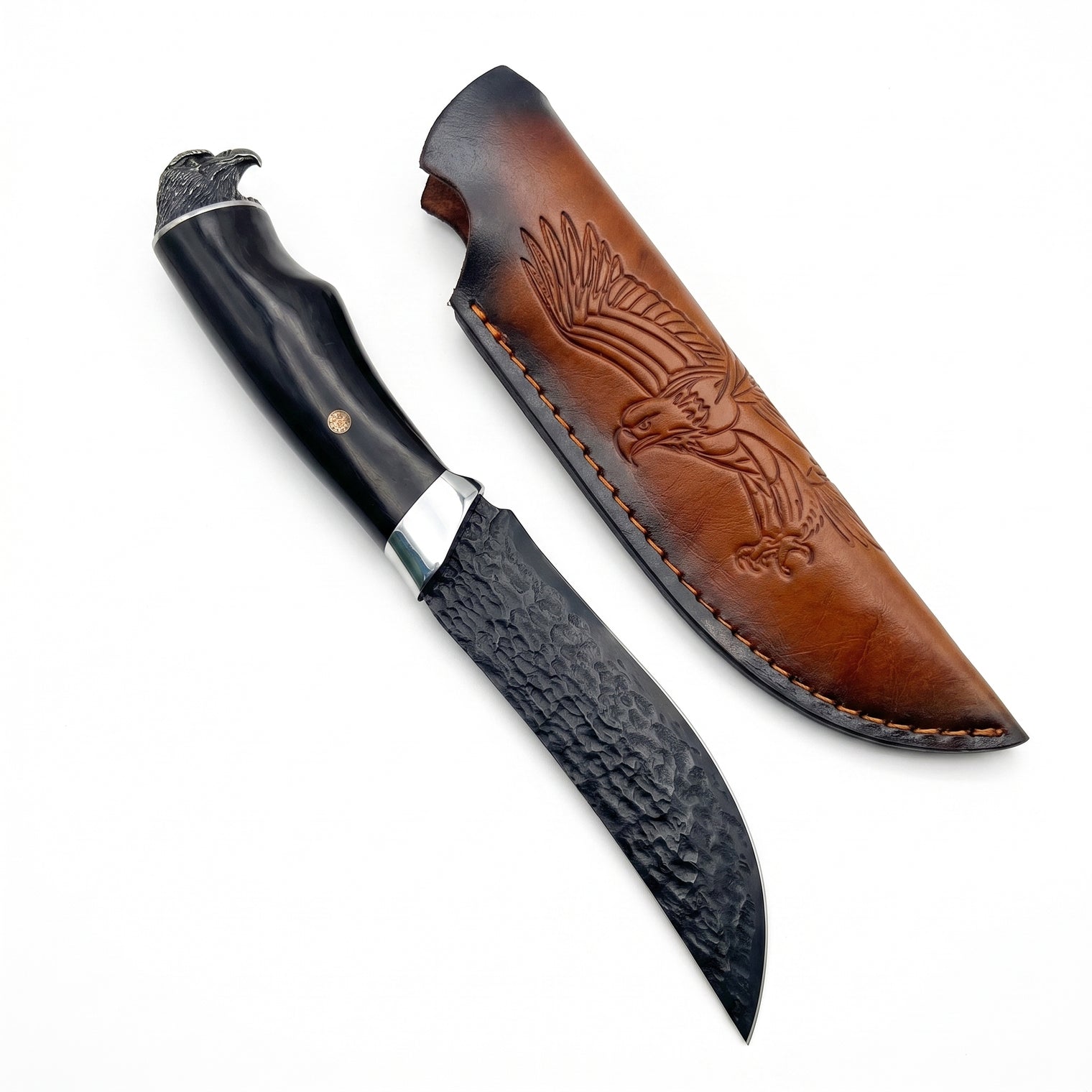 Damascus Outdoor Fixed Blade “Black Hawk” 7230 Outdoor Camping EDC Handcrafted Knife—Collectible Gift, Display Piece, Artfully Forged Gift Edition, Outdoor Handcrafted Collectible, Camping