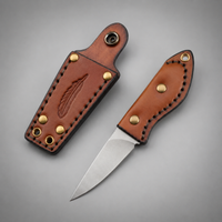 Damascus Outdoor Fixed-Blade Feather Leather Handle Pocket Knife 7248 Outdoor Camping EDC Handcrafted Knife Collectible Gift Display-Grade Hand-Forged Gift Edition Outdoor Handcrafted