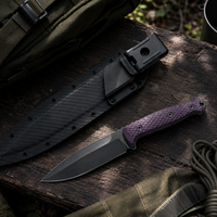 Damascus Outdoor Fixed Blade Knife 01 Short Sword Titanium-Plated Version 7238 Outdoor Camping EDC Handcrafted Knife Collectible Gift Display-Grade Hand-Forged Gift Edition Outdoor