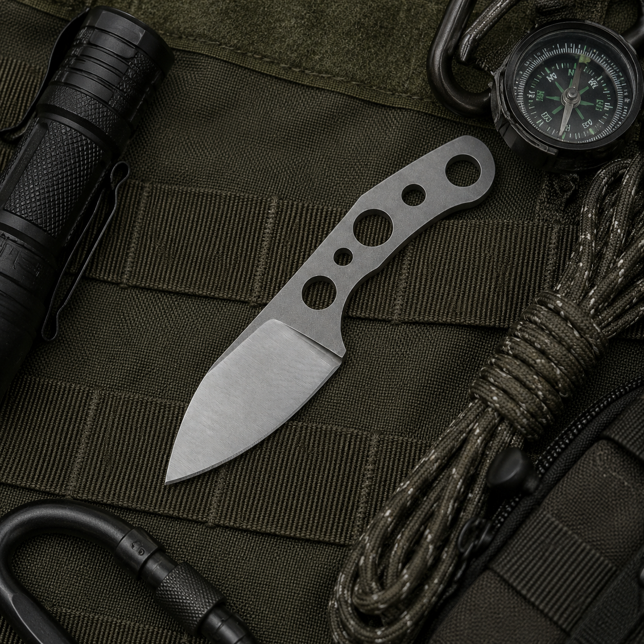 Damascus Outdoor Fixed Blade EDC Small Knife (Orange Heart) 7305 Outdoor Camping EDC Handcrafted Knife Collectible Gift Display-Grade Artfully Forged Gift Edition Outdoor
