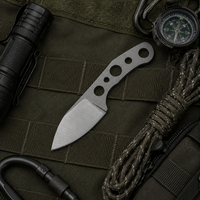 Damascus Outdoor Fixed Blade EDC Small Knife (Orange Heart) 7305 Outdoor Camping EDC Handcrafted Knife Collectible Gift Display-Grade Artfully Forged Gift Edition Outdoor