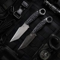 Damascus Outdoor Fixed Blade Black Panther Tactical Knife Black Blade White Blade Outdoor Camping EDC Handcrafted Knife Collectible Gift Display-Grade Hand-Forged Gift Edition Outdoor Handcrafted Collectible