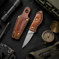 Damascus Outdoor Fixed-Blade Feather Leather Handle Pocket Knife 7248 Outdoor Camping EDC Handcrafted Knife Collectible Gift Display-Grade Hand-Forged Gift Edition Outdoor Handcrafted