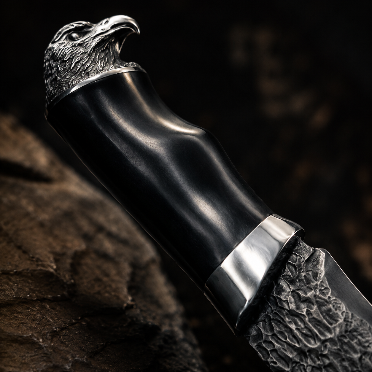 Damascus Outdoor Fixed Blade “Black Hawk” 7230 Outdoor Camping EDC Handcrafted Knife—Collectible Gift, Display Piece, Artfully Forged Gift Edition, Outdoor Handcrafted Collectible, Camping