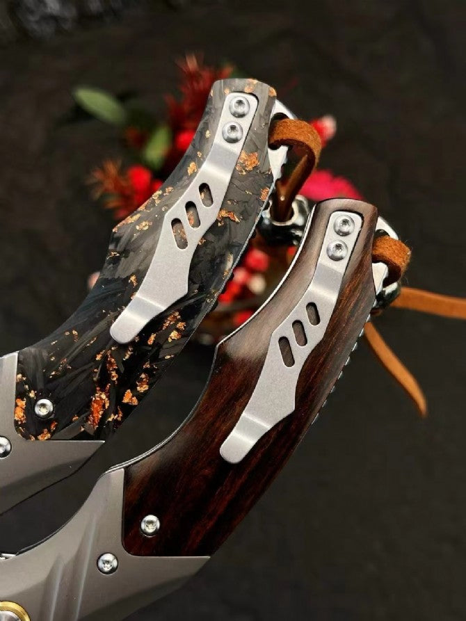 [Damascus Folding Knife “Poison Owl” (M390)] 6931 Outdoor Camping EDC Handcrafted Knife Collection Gift Display Special Hand-Forged Gift Edition