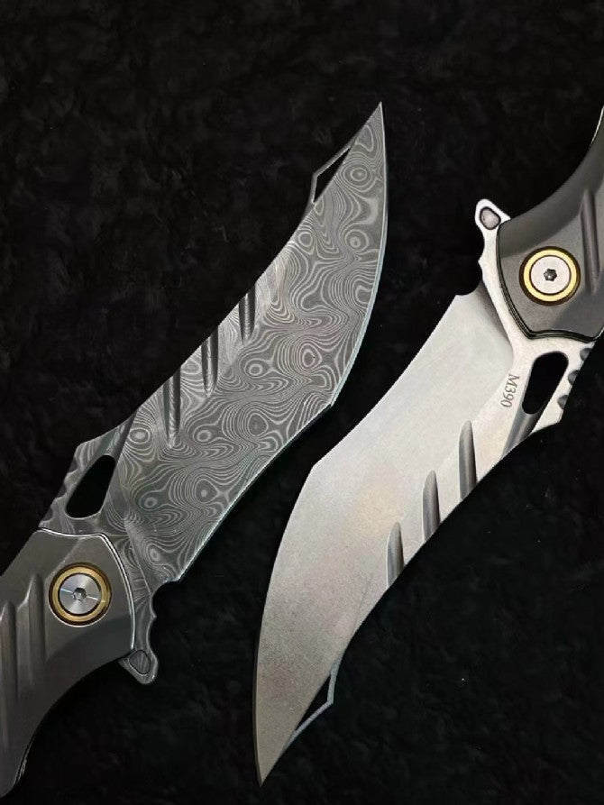 [Damascus Folding Knife “Poison Owl” (M390)] 6931 Outdoor Camping EDC Handcrafted Knife Collection Gift Display Special Hand-Forged Gift Edition