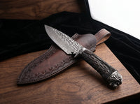 Damascus VG10 Fixed Blade Knife Outdoor EDC Lion - 4923