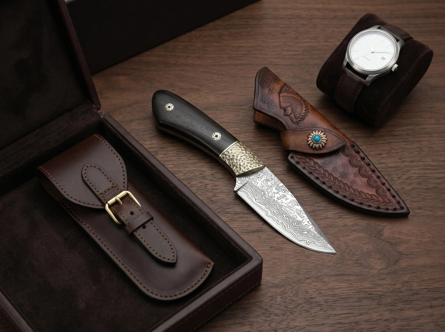 Damascus VG10 Outdoor Fixed Blade Knife Ashima - 5074