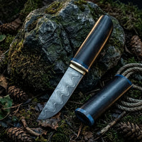 Damascus Straight Knife Purp Collectible Fixed Blade - 5800