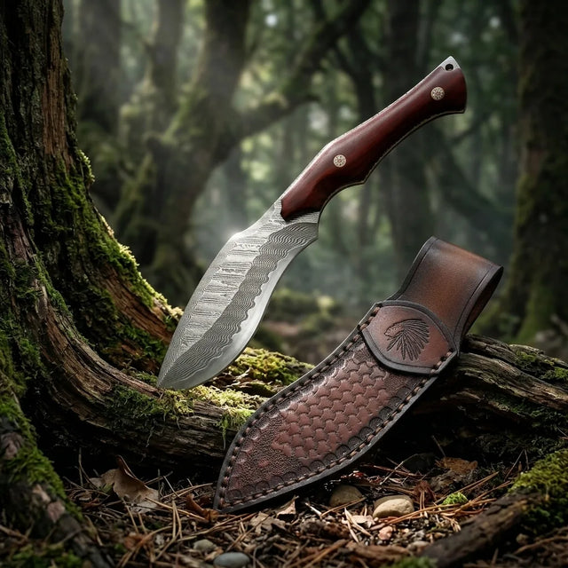 Damascus Straight Knife Wuzu Collectible Fixed Blade - 5311