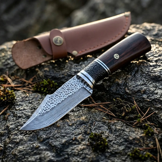 Damascus Straight Knife Blac Collectible Fixed Blade - 5628