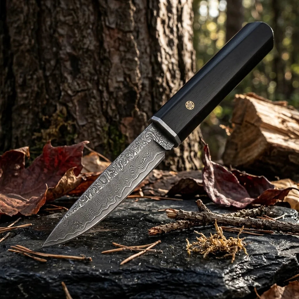 Damascus Straight Knife Da M Collectible Fixed Blade - 5678
