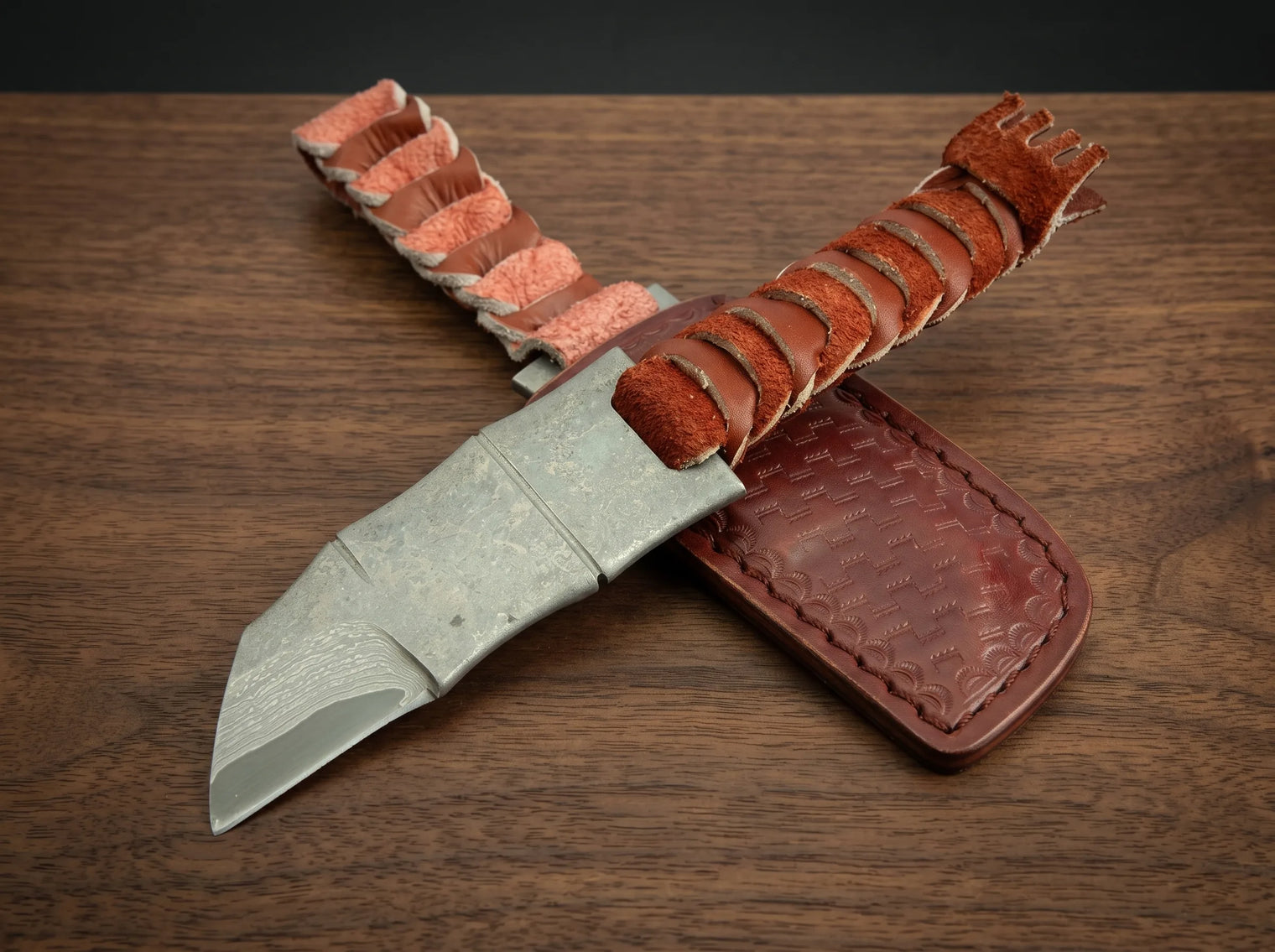 Damascus Outdoor Knife Camping EDC Hand Forged Blade - 1995