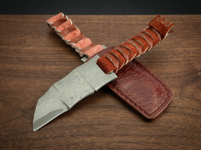 Damascus Outdoor Knife Camping EDC Hand Forged Blade - 1995