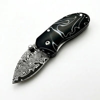 Damascus Folding Knife Littl EDC Collectible Gift - 5916