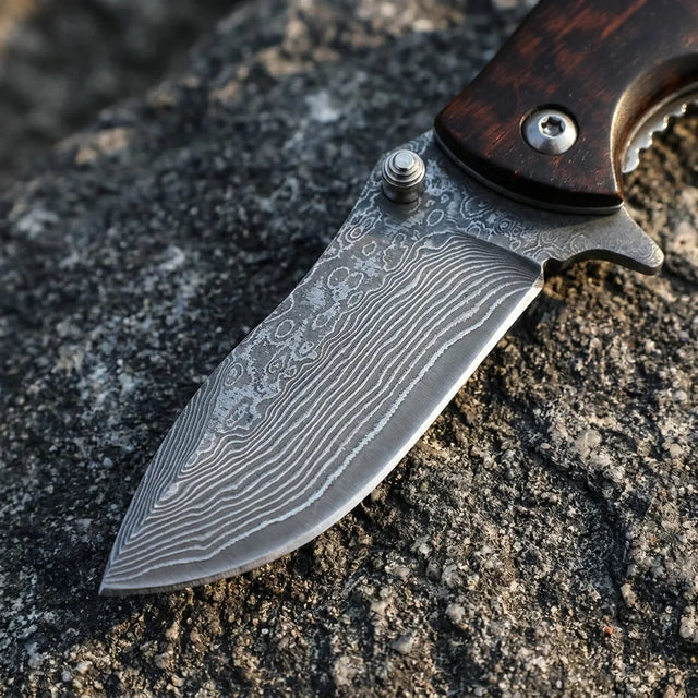 Damascus Folding Knife KJ-03 EDC Collectible Gift - 4297