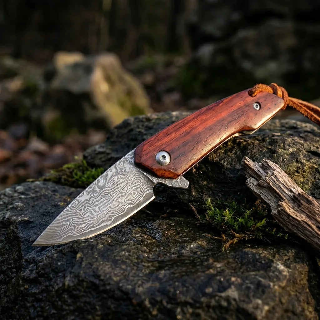 Damascus Folding Knife VG10  EDC Collectible Gift - 5557