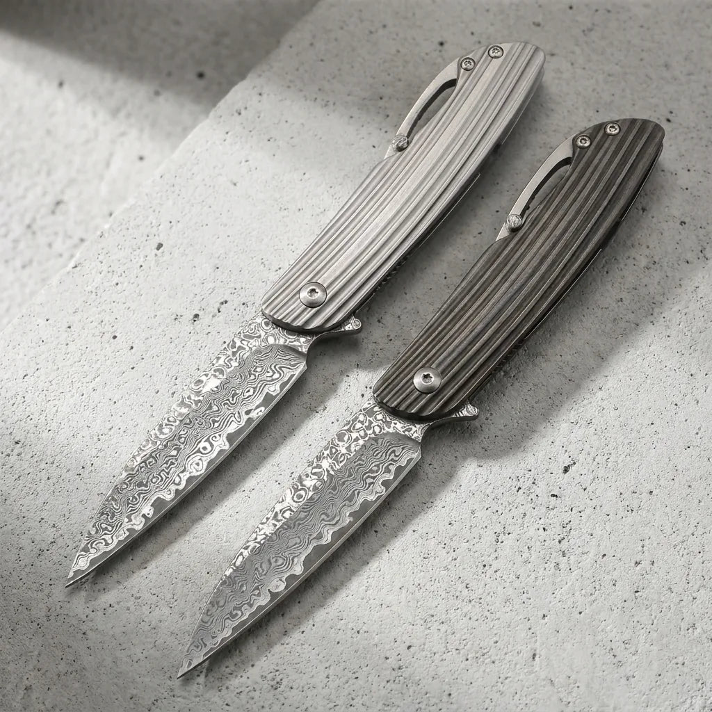 Damascus Folding Knife New E EDC Collectible Gift - 5034