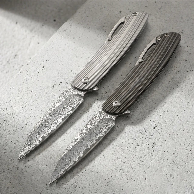 Damascus Folding Knife New E EDC Collectible Gift - 5034