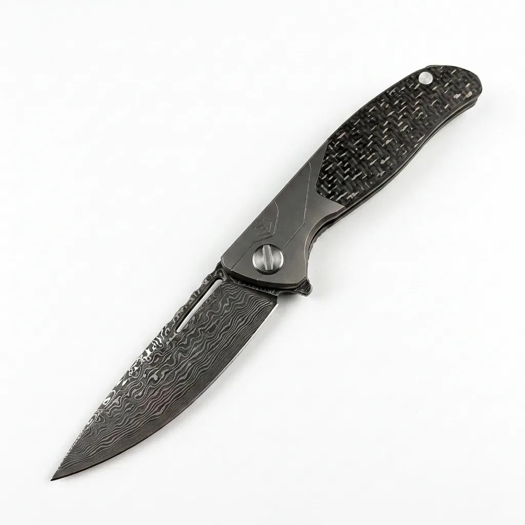 Damascus Folding Knife Bear  EDC Collectible Gift - 6787