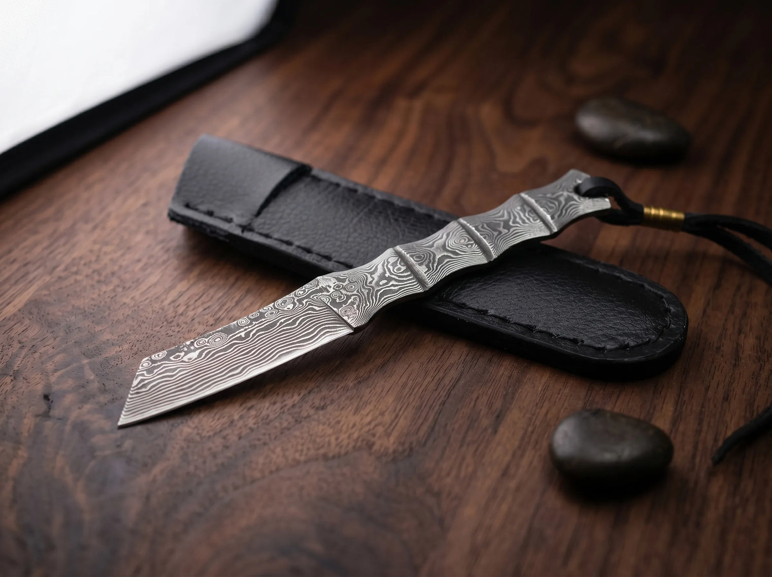 Damascus Camping Fixed Blade Knife Bamboo EDC Blade 2932
