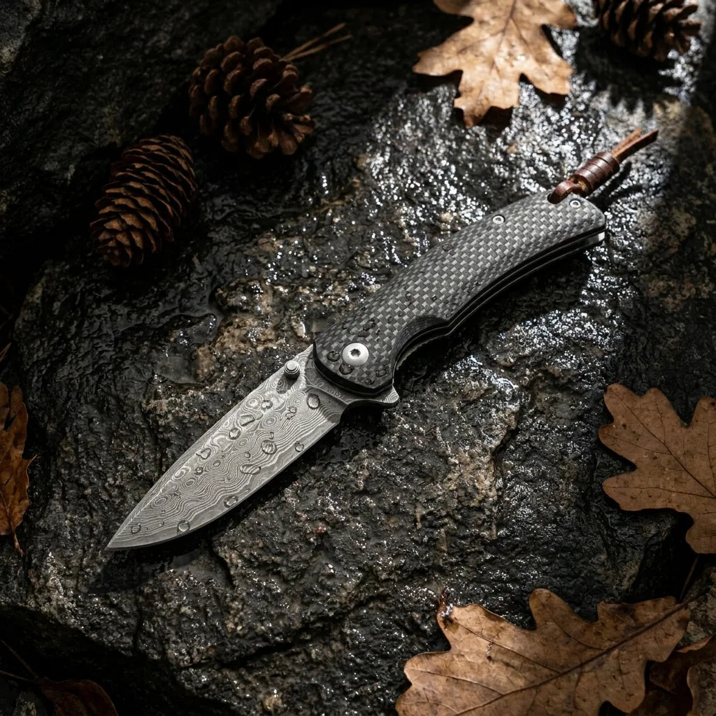 Damascus Folding Knife VG10  EDC Collectible Gift - 5660