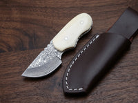 Damascus Mini Tactical Dagger Bone Handle Outdoor - 3760
