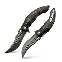 Damascus Folding Knife Abyss EDC Collectible Gift - 7102