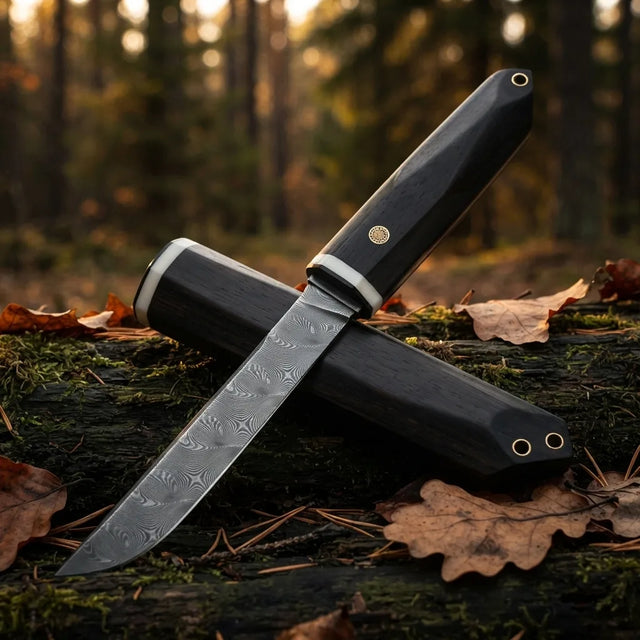 Damascus Straight Knife Bene Collectible Fixed Blade - 5743