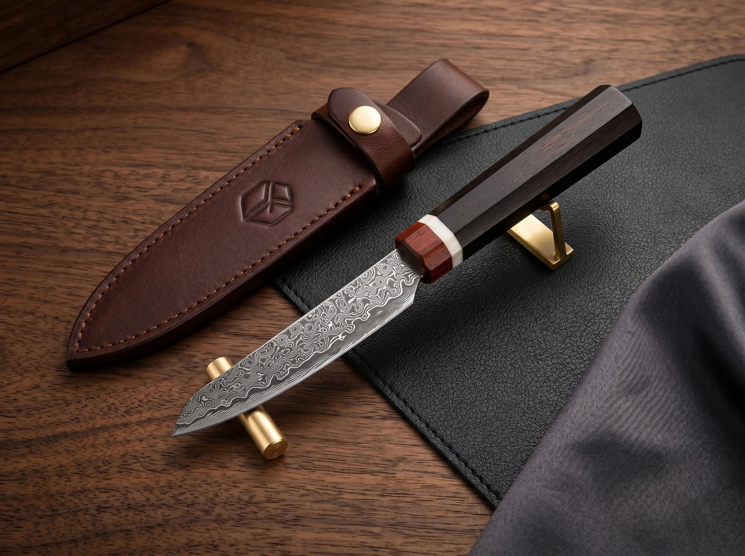 Damascus Kitchen Knife Octagonal Handle Small Knife - 5104