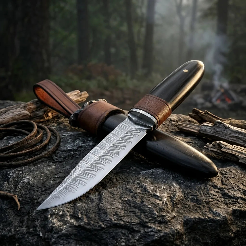 Damascus Straight Knife Prod Collectible Fixed Blade - 5447