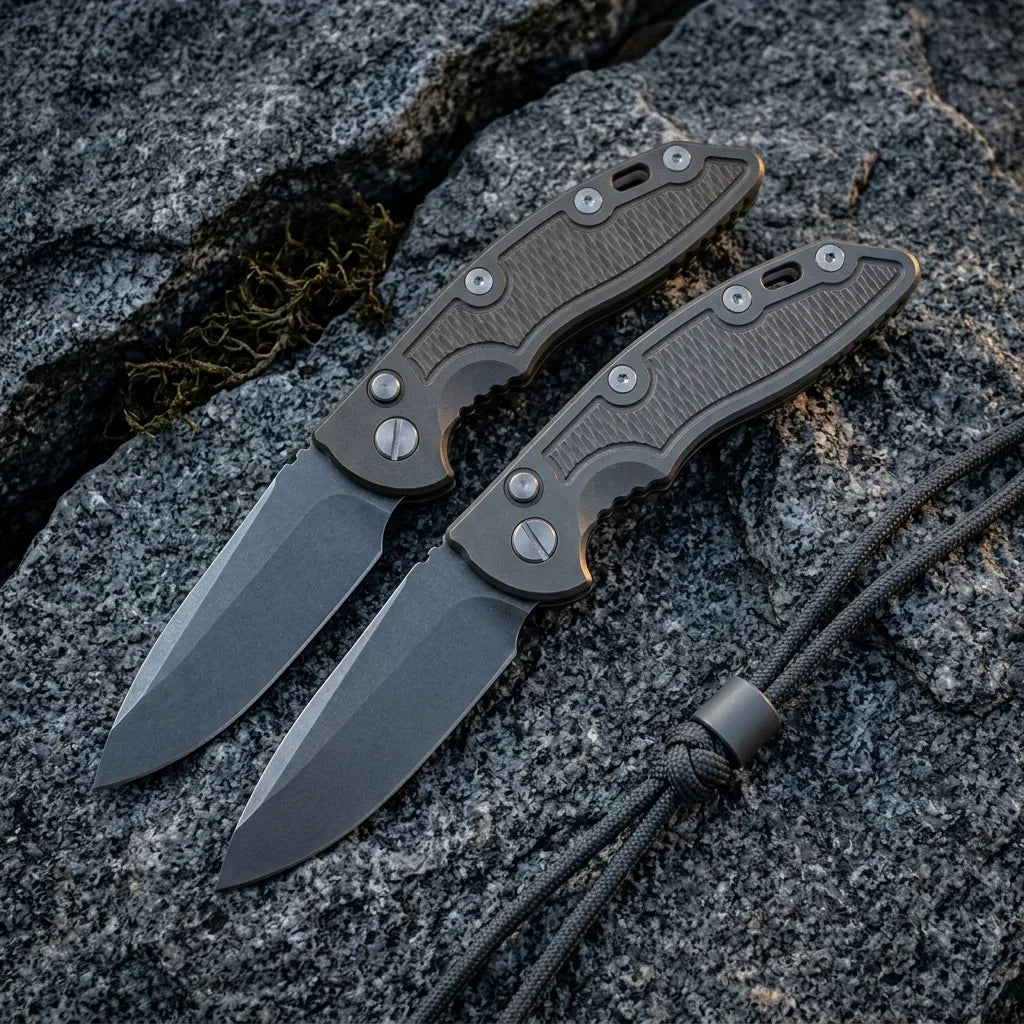OTF Stiletto Knife XM18 侧跳 钛合金折叠刀 Pocket Spring Steel - 6101