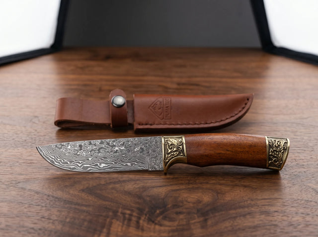 Damascus Hunting Fixed Blade Knife Outdoor EDC - 3664
