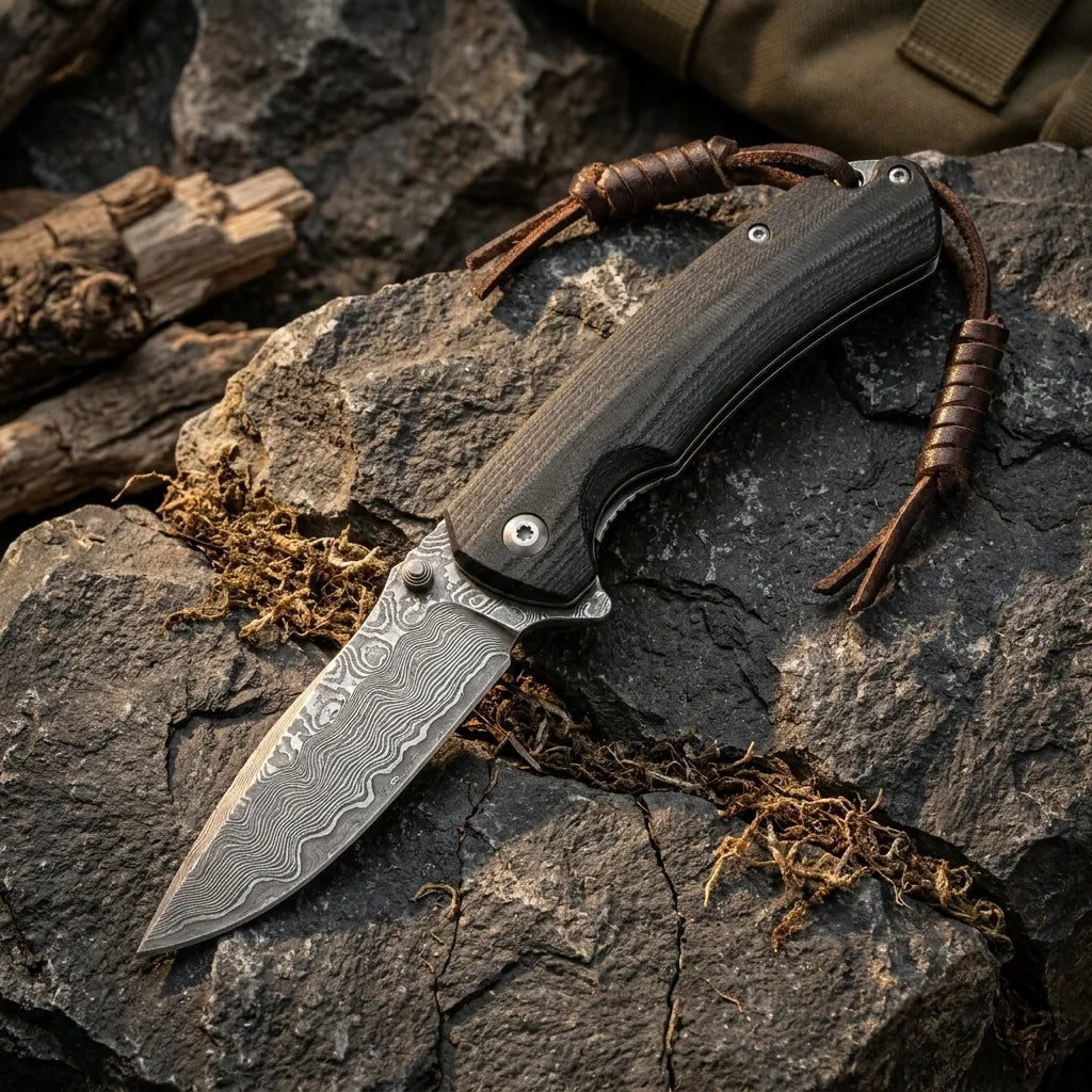 Damascus Folding Knife 110-L EDC Collectible Gift - 5803